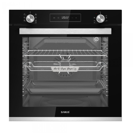 Cuptor incorporabil Samus SCE827GCF, 80 L, 2500 W, 7 Functii, Timer digital, Grill electric, Ventilator, Clasa energetica A, Curatare catalitica, Sticla neagra [3]
