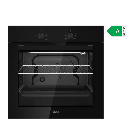 Cuptoare incorporabile - Cuptor incorporabil VIVAX BO-624MS G, Electric, Clasa A, Capacitate 62L, 3 Programe, Steam Cleaning, Temperatura ajustabila, 2200W, Lumina, Ventilatie tangentiala de racire, Sticla neagra