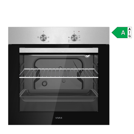 Cuptoare incorporabile - Cuptor incorporabil VIVAX BO-624MS X, Electric, Clasa A, Capacitate 62L, 3 Programe, Steam Cleaning, Temperatura ajustabila, 2200W, Lumina, Ventilatie tangentiala de racire, Sticla neagra Inox