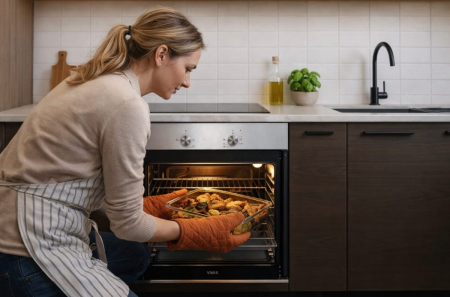 Cuptor incorporabil VIVAX BO-624MS X, Electric, Clasa A, Capacitate 62L, 3 Programe, Steam Cleaning, Temperatura ajustabila, 2200W, Lumina, Ventilatie tangentiala de racire, Sticla neagra Inox [3]