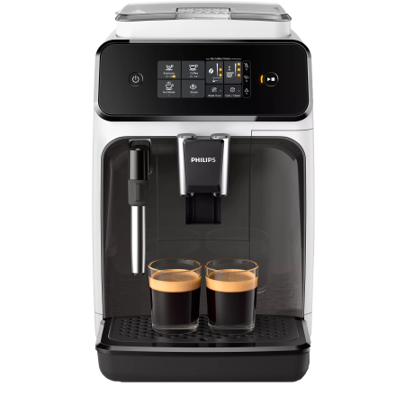 Cafetiere - Espressor automat Philips EP1223/00 Seria 1200, 1500W, 15 bar, sistem clasic de spumare, 2 bauturi, afisaj tactil, optiune 2 cesti, 12 setari macinare, rasnita ceramica, Alb