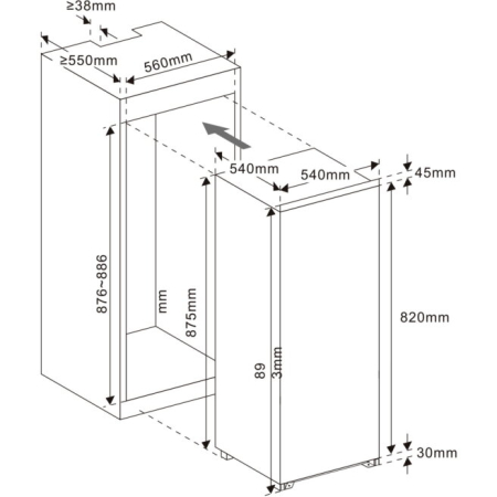 Frigider incorporabil cu o usa Samus SFBI174E, 118 L, Clasa E, H 88 cm, Alb [4]