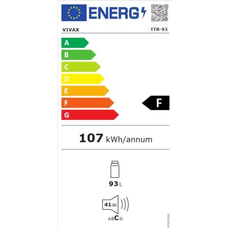 Frigider VIVAX TTR-93, 93 L, H-85cm, Congelator superior, Racire convențională, 3 rafturi, control mecanic, Clasa F, alb [3]