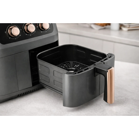 Friteuză cu Aer Cald Dublă RAF R-5236, 8L, 2800W, 2 Coșuri Independente, Touch Screen Digital, Ușă Dublă, Gătire Rapidă cu Aer 360°, Timer 60 Minute, Negru [6]