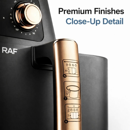 Friteuză cu Aer Cald Dublă RAF R-5236, 8L, 2800W, 2 Coșuri Independente, Touch Screen Digital, Ușă Dublă, Gătire Rapidă cu Aer 360°, Timer 60 Minute, Negru [5]