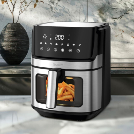Friteuza cu aer cald Samus AF6.5B-S1700DW, capacitate 6.5L, putere 1700W, afisaj electronic, Timer, cu fereastra [3]