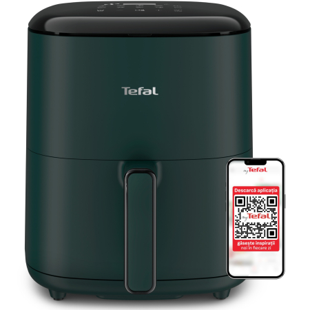 Friteuze - Friteuza cu aer cald Tefal Easy Fry Max air fryer EY245310, 1500 W, capacitate 5L, 10 programe automate, ecran tactil, vas detasabil antiaderent, oprire automata, temperatura ajusatbila, carte de rete