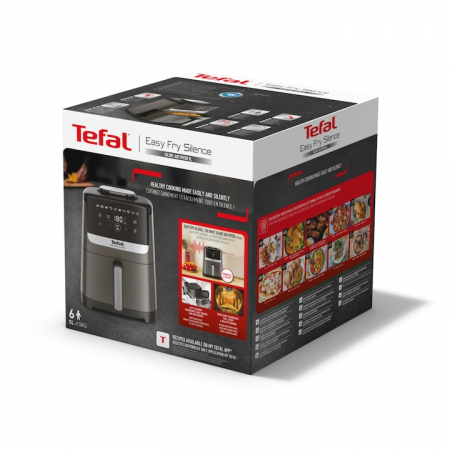 Friteuza cu aer cald Tefal Easy Fry Silence EY551HE0, 1670 W, 5l, 10 programe presetate, Ecran LCD, Termostat reglabil, Gri [4]