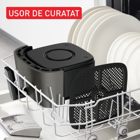 Friteuza cu aer cald Tefal Easy Fry Silence EY551HE0, 1670 W, 5l, 10 programe presetate, Ecran LCD, Termostat reglabil, Gri [8]