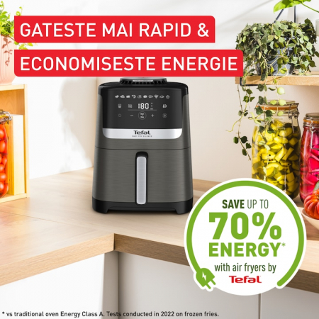Friteuza cu aer cald Tefal Easy Fry Silence EY551HE0, 1670 W, 5l, 10 programe presetate, Ecran LCD, Termostat reglabil, Gri [6]