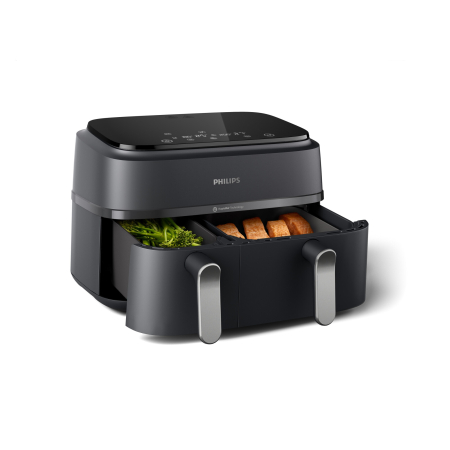 Friteuza dubla fara ulei Philips Airfryer Seria 3000 NA351/00, tehnologia Rapid Air, 2 recipiente de 2 dimensiuni, afisaj digital, 8 presetari, capacitate 9 litri, cronometru, compatibila cu HomeID [2]