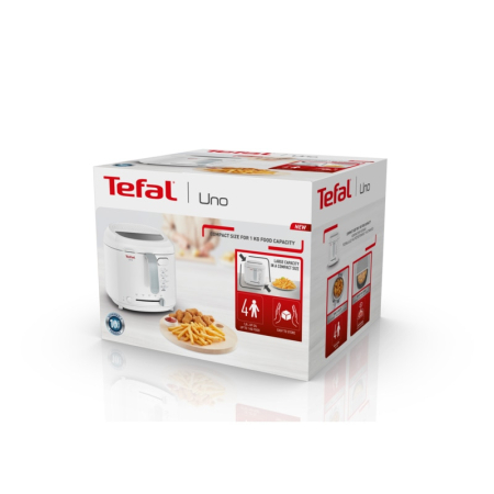 Friteuza Tefal Uno FF203130, 1350W, 1.8L, termostat reglabil 150-190°C, capacitate 1kg, fereastra monitorizare, maner pliabil, alb [5]