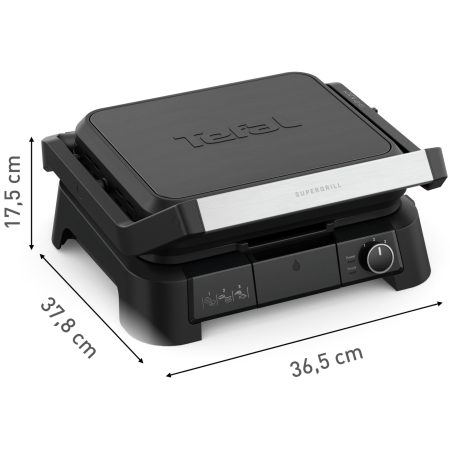 Gratar electric multifunctional Tefal SuperGrill 3 in 1 GC5108E0, 2000 W, Functie Barbeque si Cuptor, Termostat reglabil, Buton pornire/oprire, Negru [2]