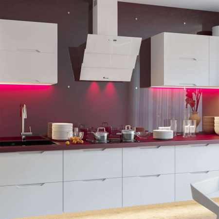 Hota Decorativa Tornado Megas 1200 (60) LED, clasa A, 1 motor Turbo, latime 60 cm, 4 viteze, absorbtie 1200 m3/ora, filtru anti-grasimi aluminiu 5 straturi, Alb [2]