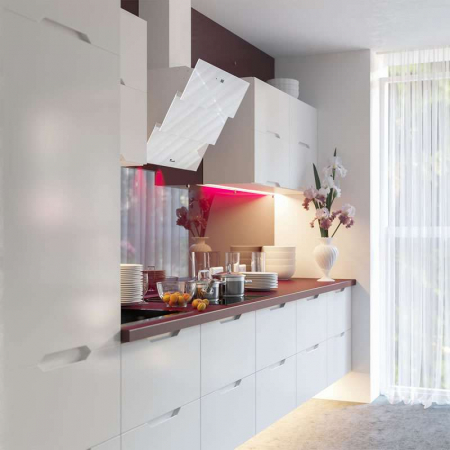 Hota Decorativa Tornado Megas 1200 (60) LED, clasa A, 1 motor Turbo, latime 60 cm, 4 viteze, absorbtie 1200 m3/ora, filtru anti-grasimi aluminiu 5 straturi, Alb [3]