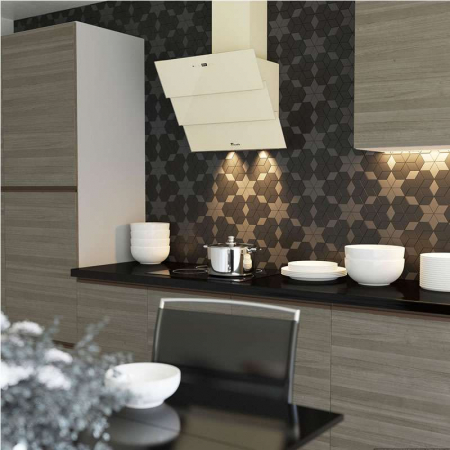 Hota Decorativa Tornado Megas 1200 (60) LED, clasa A, 1 motor Turbo, latime 60 cm, 4 viteze, absorbtie 1200 m3/ora, filtru anti-grasimi aluminiu 5 straturi, Bej [6]