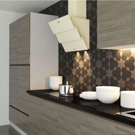 Hota Decorativa Tornado Megas 1200 (60) LED, clasa A, 1 motor Turbo, latime 60 cm, 4 viteze, absorbtie 1200 m3/ora, filtru anti-grasimi aluminiu 5 straturi, Bej [3]