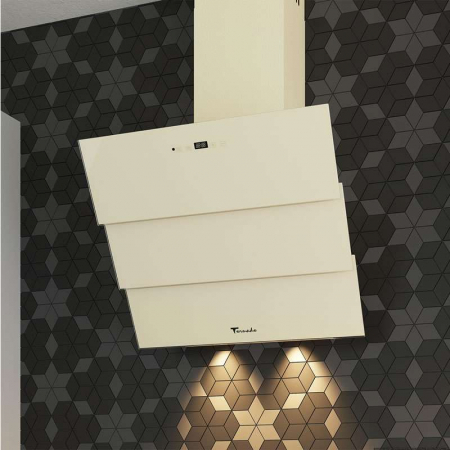 Hota Decorativa Tornado Megas 1200 (60) LED, clasa A, 1 motor Turbo, latime 60 cm, 4 viteze, absorbtie 1200 m3/ora, filtru anti-grasimi aluminiu 5 straturi, Bej [2]