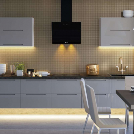 Hota Decorativa Tornado Megas 1200 (60) LED, clasa A, 1 motor Turbo, latime 60 cm, 4 viteze, absorbtie 1200 m3/ora, filtru anti-grasimi aluminiu 5 straturi, Negru [4]