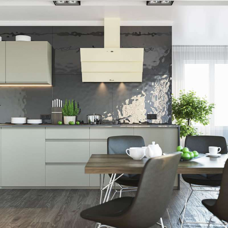 Hota Decorativa Tornado Megas 1200 (90) LED, clasa A, 1 motor Turbo, latime 90 cm, 4 viteze, absorbtie 1200 m3/ora, filtru anti-grasimi aluminiu 5 straturi, Bej [8]