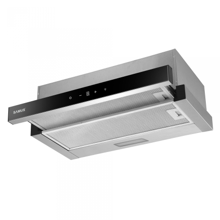 Hota incorporabila Samus HS6061DTGX, 200 W, Control electronic tactil, 3 trepte, parte frontala din sticla neagra, 611 mc/h, Inox [1]