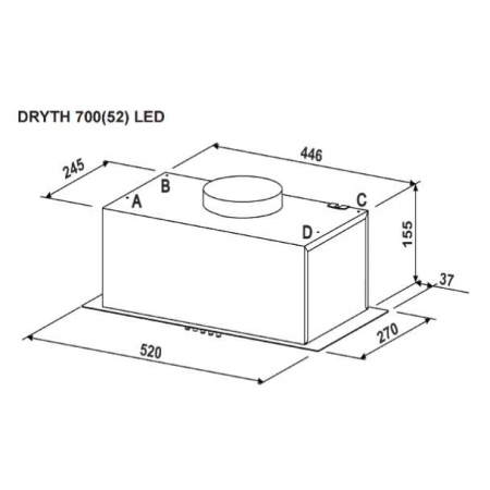 Hota Incorporabila Tornado DRYTH 700 (52) LED, 1 motor Turbo, latime 52 cm, absorbtie 700 m3/ora, filtru anti-grasimi aluminiu 5 straturi, ALB [4]