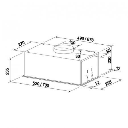 Hota Incorporabila Tornado Modul Sensor 1200 (52) LED, 1 motor Turbo, latime 52 cm, absorbtie 1200 m3/ora, filtru anti-grasimi aluminiu 5 straturi, Alb [3]