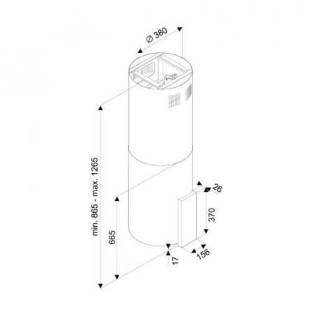 Hota tip Insula Tornado Tube Island 1200 (40) LED, 1 motor, inaltime 90-120 cm, 4 viteze, absorbtie 1200 m3/ora, Inox [1]