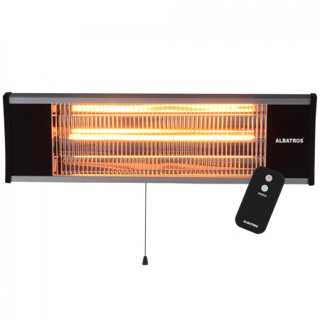 Incalzitoare exterioare - Incalzitor terasa electric, cu fibra de carbon, Albatros RFC-2001AT, 2000 W, 220 V, carcasa din aluminiu, comutator pornit/oprit, protectie IP65, telecomanda, negru, 655 x 150 x 155 mm