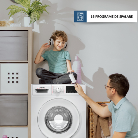 Masina de spalat rufe Albatros AWMI14125, 12 kg, Motor inverter, Displat led, 16 programe, 1400 rotatii, Clasa energetica A - 20%, Reincarcare cu rufe in timpul spalarii, Alb [9]