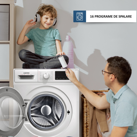Masina de spalat rufe Albatros AWMI1495, 9 kg, Motor Inverter, Display Led, 16 programe, Clasa energetica A - 10%, Reincarcare cu rufe in timpul spalarii, Alb [9]