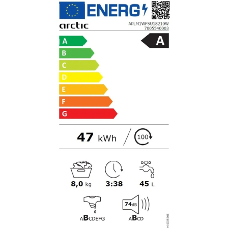 Masina de spalat rufe Arctic APLM1WFSU18210W, 8 kg, 1200 RPM, Clasa A, ExtraSteam, Motor Silent Inverter, Alb [9]