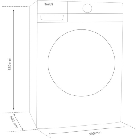 Masina de spalat rufe frontala Samus WSADI-8143, 8 kg, 1400 rpm, clasa A, adancime 48 cm, motor inverter, functie Abur, program Eliminare par de animale, pornire intarziata, blocare acces copii, alb [5]