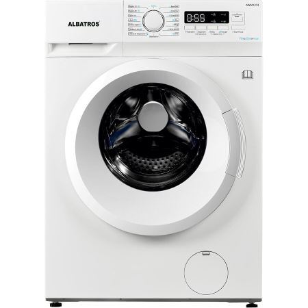 Masini de spalat rufe - Masina de spalat rufe frontala slim Albatros AWM1274, 7 kg, 1200 rpm, clasa D, adancime 40, program tesaturi XXL, pornire intarziata, control antispuma, afisaj electronic, blocare acces copii, alb