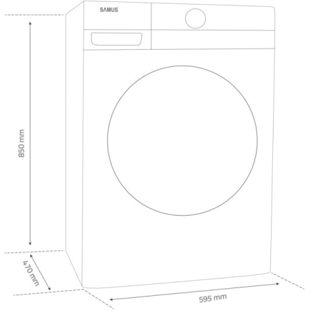 Masina de spalat rufe frontala slim Samus WSNDI-7141, 7 kg, 1400 rpm, clasa A, adancime 48 cm, motor inverter, functie Abur, program tesaturi XXL, control antispuma, pornire intarziata, Alb [4]