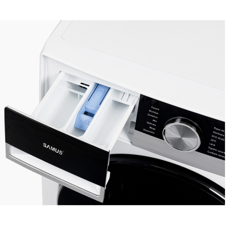 Masina de spalat rufe Samus WSDMAI-8145A30, 8 kg, 14 programe, Motor Inverter, Display LED color, Programator electronic, Clasa energetica A(-30%), Antipata, Extra-clatire, Extra-putere, Alb [16]