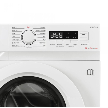 Masina de spalat rufe Samus WSL-7124,7 Kg, 15 programe, 1200 rotatii, Slim, Clasa energetica D, Termostat reglabil, Program ECO 40-60°C, Blocare acces copii, Alb [3]