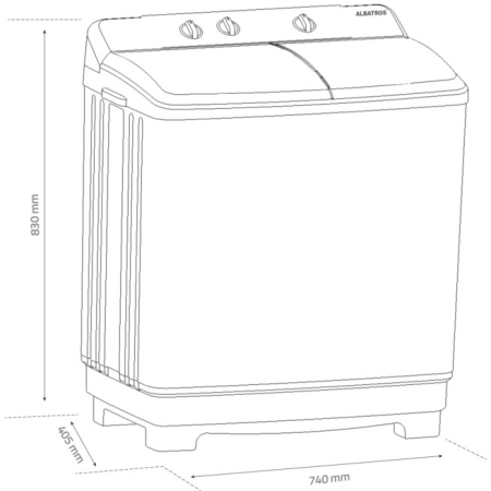 Masina de spalat rufe semiautomata Albatros WMS 5.3, Capacitate rufe uscate 5 Kg, Capacitate rufe storcere 2.5 Kg, Alb/Albastru [5]