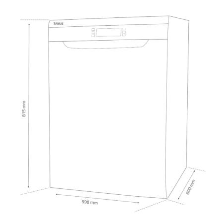 Masina de spalat vase Samus SDW614.8, 60 cm, 8 programe, 14 seturi, Alb [6]