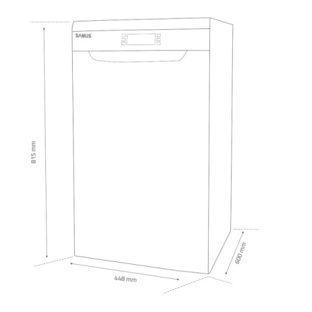Masina de spalat vase Samus SDX410.8, 45 cm, Clasa E, 10 seturi, 8 programe, Inox/Argintiu [5]