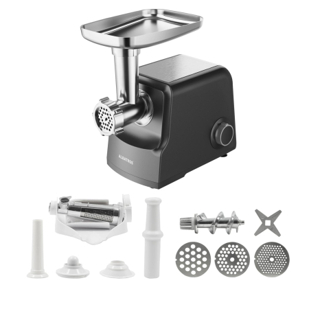 ELECTROCASNICE - Masina de tocat Albatros MTA-2205, Putere maxima 2200 W, 2 viteze + revers, Accesorii pentru carnati si kibbe, separator de rosii, Capacitate tocare 2 kg/min, Negru
