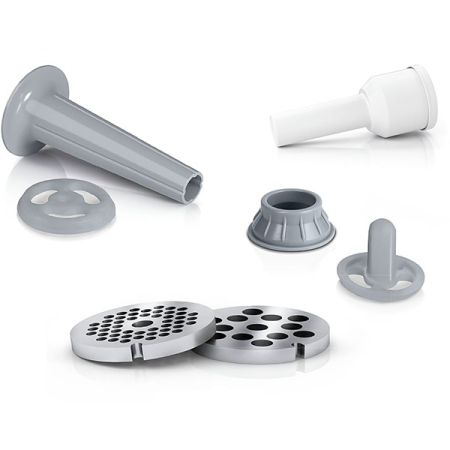 Masina de tocat carne BOSCH SmartPower MFW2520W, 1.7kg/min, 350W, accesoriu carnati/kebbe, alb-gri [1]