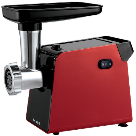 Masini de tocat - Masina de tocat carne, electrica, Samus SMT-1210RED, 1 viteza, functie Reverse, 1.5 kg/min, 1200 W, rosu, accesoriu suc rosii, accesoriu carnati, accesoriu kibbe