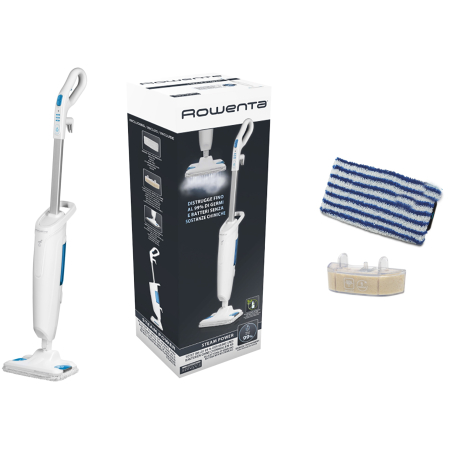 Mop cu abur ROWENTA Steam Power RY6537WI, 1200W, 0.6L, filtru anticalcar, 3 setari de reglaj al aburului, Alb/Albastru [6]