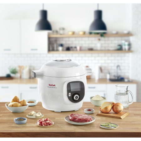 Multicooker inteligent cu gatire sub presiune Tefal Cook4Me CY851130, 1600W, 6 moduri de gatit, instructiuni pas cu pas, rapid si usor, 150 de retete, capacitate 6 l, alb [6]