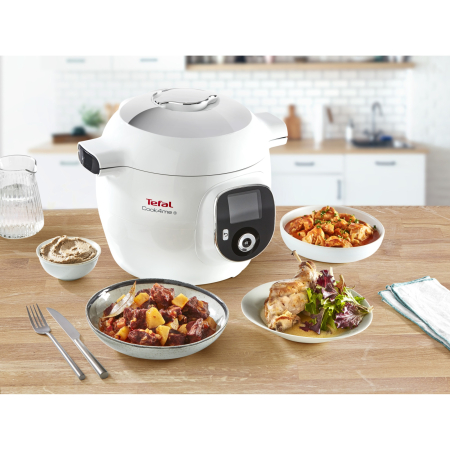 Multicooker inteligent cu gatire sub presiune Tefal Cook4Me CY851130, 1600W, 6 moduri de gatit, instructiuni pas cu pas, rapid si usor, 150 de retete, capacitate 6 l, alb [8]