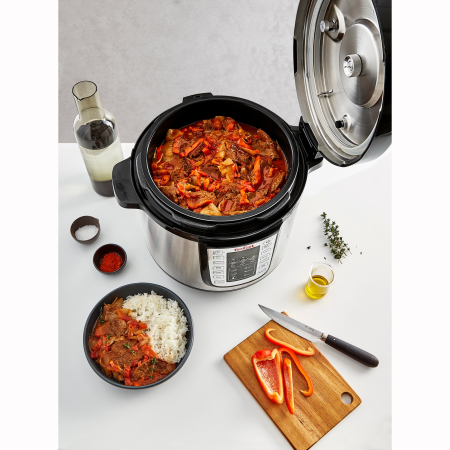 Oala sub presiune electrica Tefal One Pot CY505E30, 1200W, capacitate vas antiaderent 5.8 L, 25 de programe, functie pastrare la cald, argintiu & negru [6]