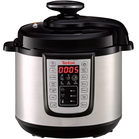 Multicookere - Oala sub presiune electrica Tefal One Pot CY505E30, 1200W, capacitate vas antiaderent 5.8 L, 25 de programe, functie pastrare la cald, argintiu & negru