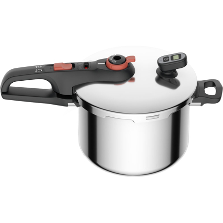 CASA SI GRADINA - Oala sub presiune Tefal Secure Chrono, capacitate 6 L, 2 programe de gatire, inductie, 5 puncte de siguranta, argintiu