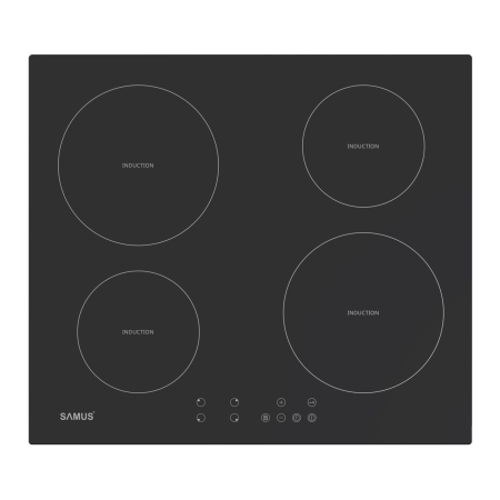 Plite incorporabile - Plita incorporabila inductie Samus PSI-64BMG10, Latime 60 cm, 4 zone de gatit, Touch Control, 7000 W, Timer, Setari putere in 9 trepte, Functie Impuls, Sticla ceramica neagra mata